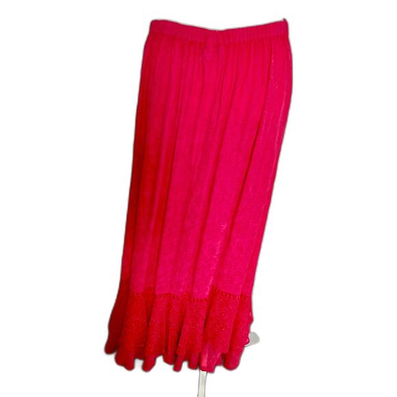 L POGEE Gypsy Skirt Free Size Hot PInk Bohemian Style Beaded Embroidered - Picture 2 of 8